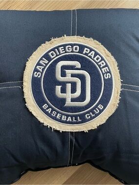 PAIR MLB San Diego Padres Distressed Patch Accent Pillows NEW